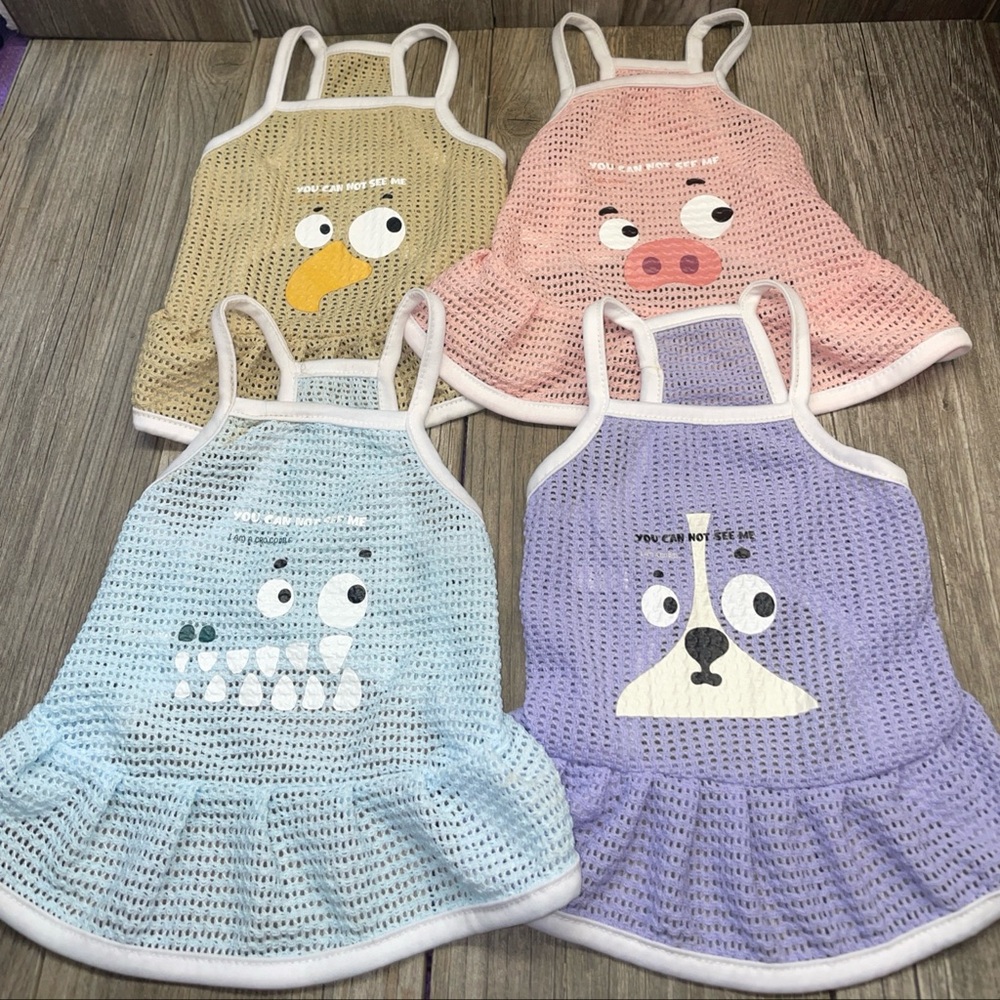 Ittokis Dog Dress Size M 4pc Lot Big Face Expression Cute Pet Apparel Outfit